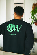 AT MARK LOGO LONG SLEEV T-SHIRTS　BLACK×GREEN