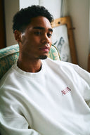 INITIALS LOGO CREWNECK SWEAT SHIRTS　WHITE×RED