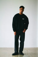 INITIALS LOGO CREWNECK SWEAT SHIRTS  BLACK×WHITE