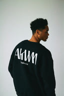 INITIALS LOGO CREWNECK SWEAT SHIRTS  BLACK×WHITE