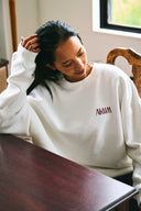 INITIALS LOGO CREWNECK SWEAT SHIRTS　WHITE×RED