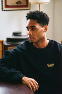 INITIALS LOGO CREWNECK SWEAT SHIRTS  BLACK×YELLOW