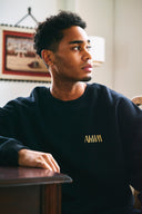 INITIALS LOGO CREWNECK SWEAT SHIRTS  BLACK×YELLOW