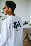 AT MARK LOGO LONG SLEEV T-SHIRTS　WHITE×NAVY