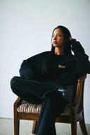 INITIALS LOGO CREWNECK SWEAT SHIRTS  BLACK×YELLOW