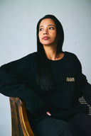 INITIALS LOGO CREWNECK SWEAT SHIRTS  BLACK×YELLOW