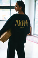 INITIALS LOGO CREWNECK SWEAT SHIRTS  BLACK×YELLOW