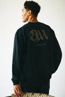 AT MARK LOGO LONG SLEEV T-SHIRTS　BLACK×BROWN