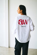 AT MARK LOGO LONG SLEEV T-SHIRTS　WHITE×RED
