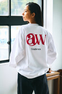 AT MARK LOGO LONG SLEEV T-SHIRTS　WHITE×RED