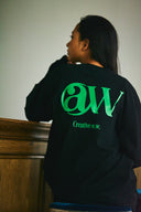 AT MARK LOGO LONG SLEEV T-SHIRTS　BLACK×GREEN